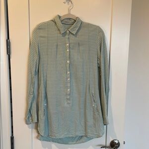 Toad & Co Green Long Sleeve Button Down tunic with Collar
